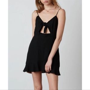 Cotton Candy LA Front Tie Black Linen Dress